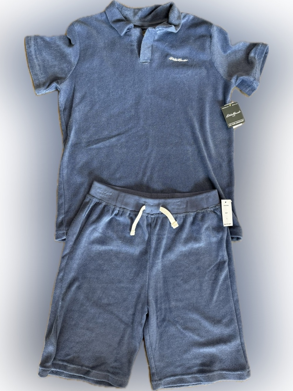 Eddie Bauer Terry Polo & Drawstring Shorts Set